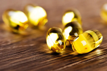 close up of omega-3 capsules