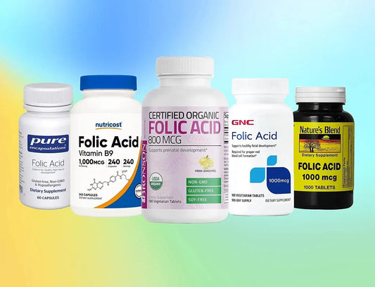 folic acid supplement product bottles