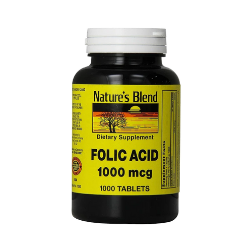 Nature's Blend Folic Acid supplement bottle